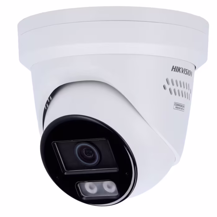 Камера Hikvision DS-2CD2347G3-LIS2UY/SL 4MP 2.8 mm ColorVu турет, бял корпус за вътрешен и външен монтаж