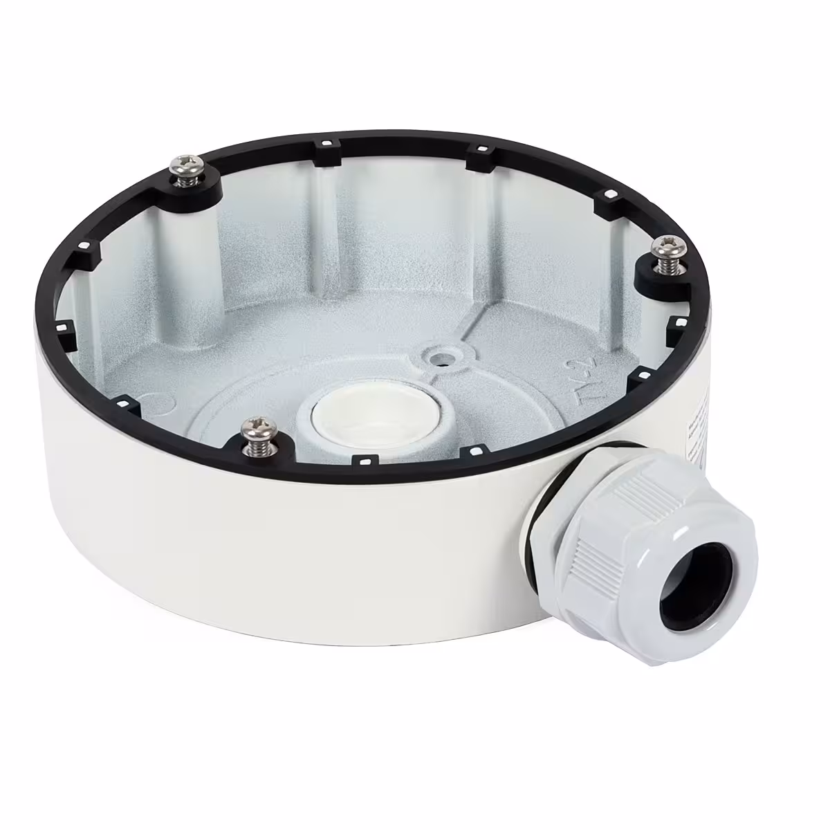 HikVision DS-1280ZJ-DM8 алуминиева junction box за dome камера с чисто окабеляване HikVision DS-1280ZJ-DM8 алуминиева основа в бял цвят за прибиране на конектори зад камерата