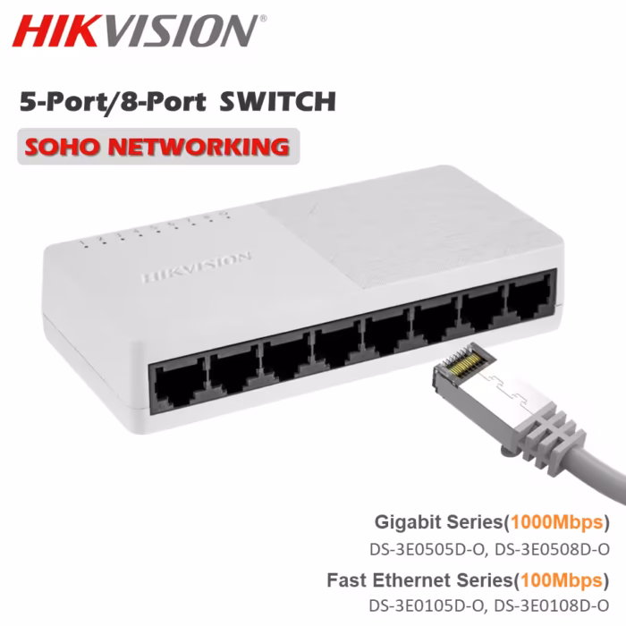 HikVision DS-3E0508D-O SOHO компактен гигабитов суич за офис и домашна мрежа