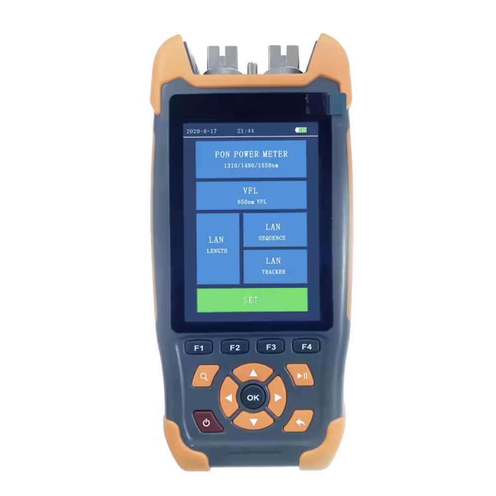 PON Power Meter 5in1 многофункционален оптичен тестер за PON и FTTH диагностика PON Power Meter 5in1 измервател за оптична мощност и диагностика на абонатски fiber optic линии