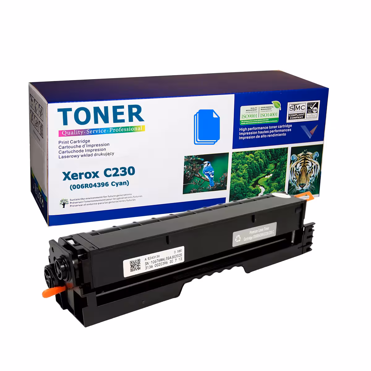 Xerox 006R04396 съвместим тонер Cyan 2500 страници за C230 и C235 006R04396 съвместим тонер Xerox C230 Cyan за цветни документи, графики и презентации