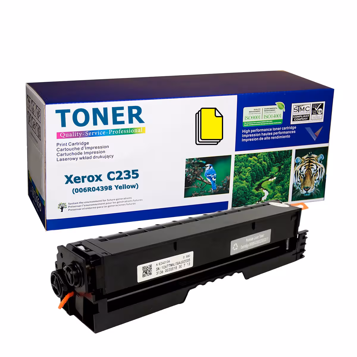 Xerox C235 006R04398 съвместим тонер Yellow 2500 страници Xerox C235 006R04398 съвместим Yellow тонер за ярък и равномерен цветен печат