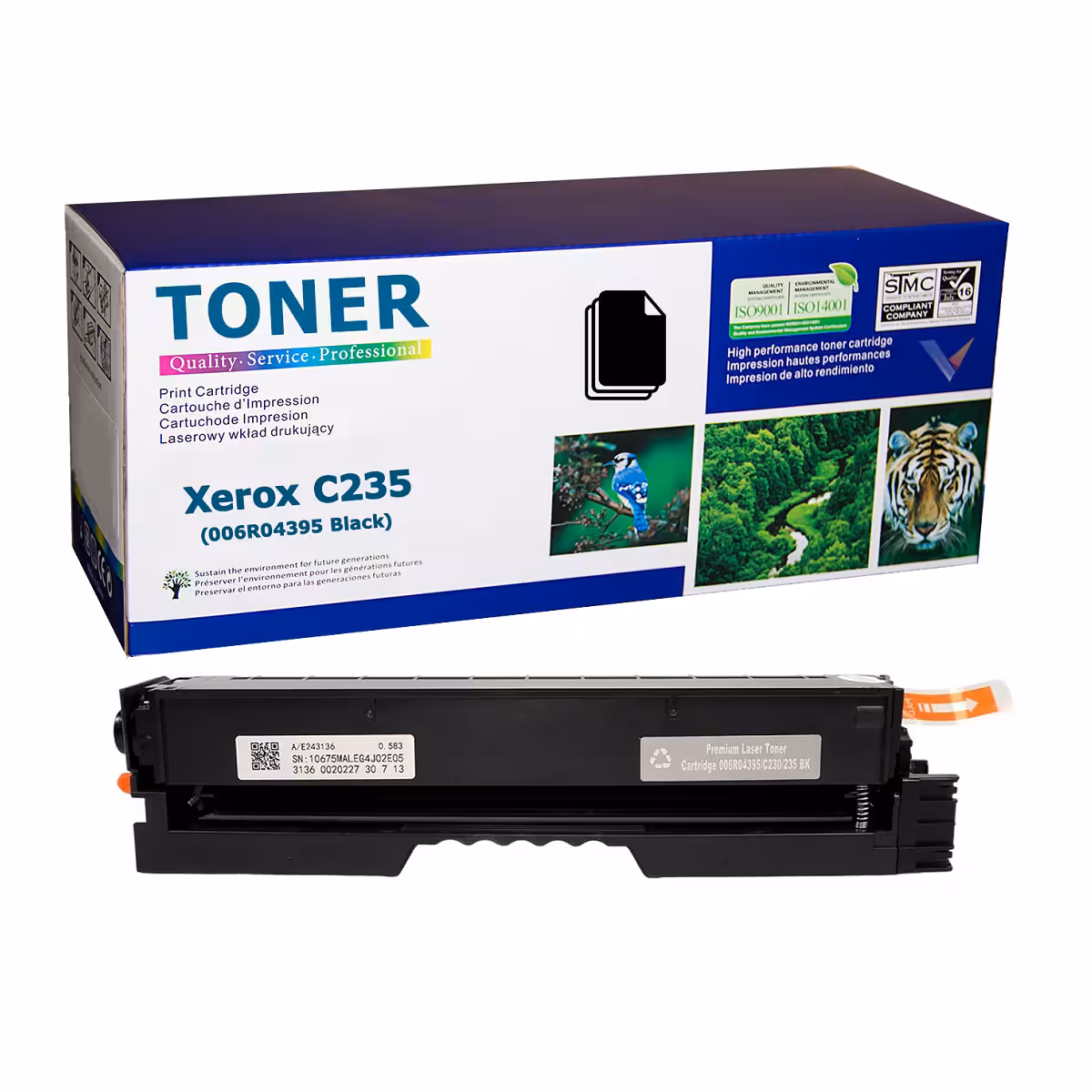 Xerox C235 006R04395 съвместим тонер Black 3000 страници Xerox C235 006R04395 съвместим черен тонер за ясен текст и равномерен печат