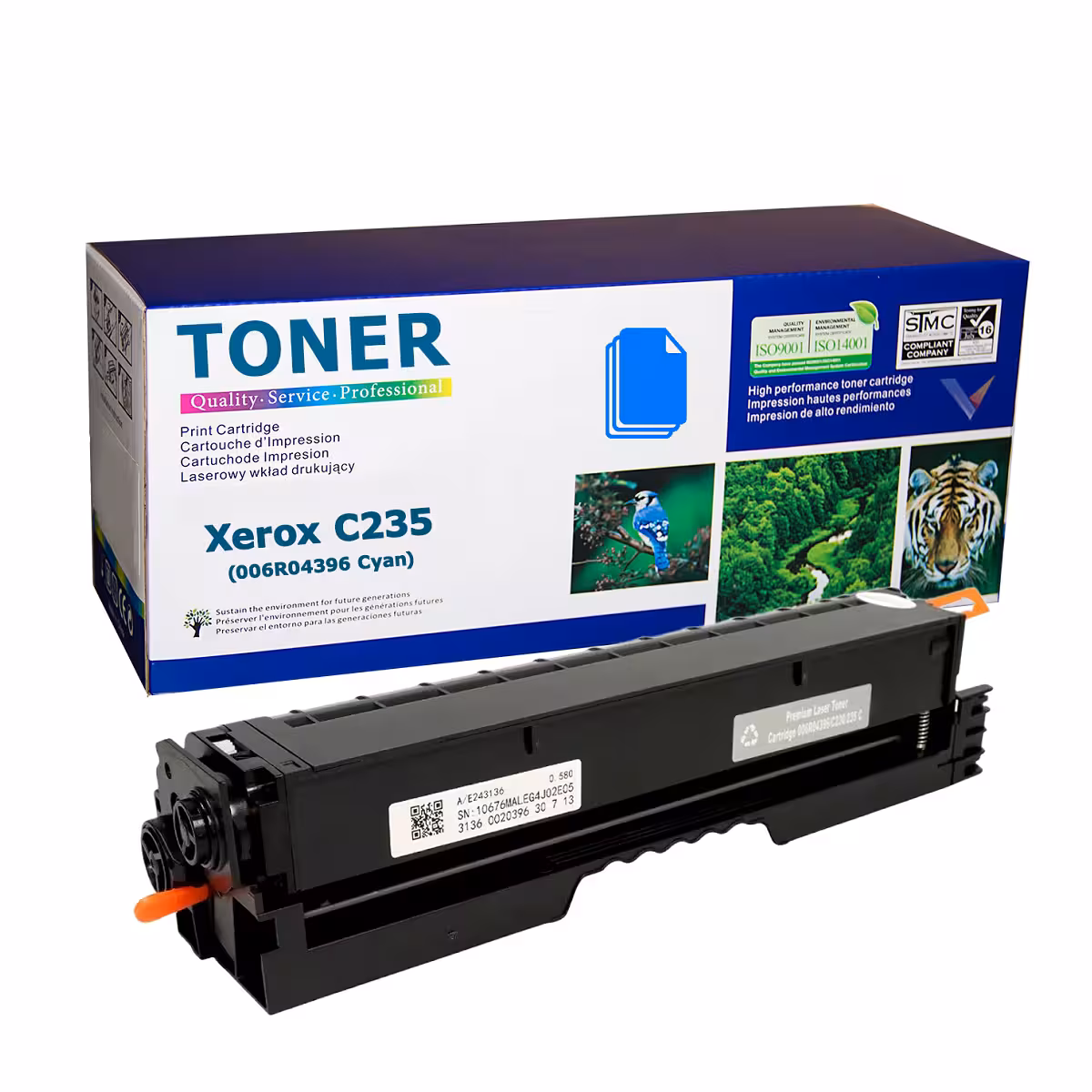 Xerox C235 006R04396 съвместим тонер Cyan 2500 страници Xerox C235 006R04396 съвместим Cyan тонер за качествен печат и по-нисък разход на консуматив