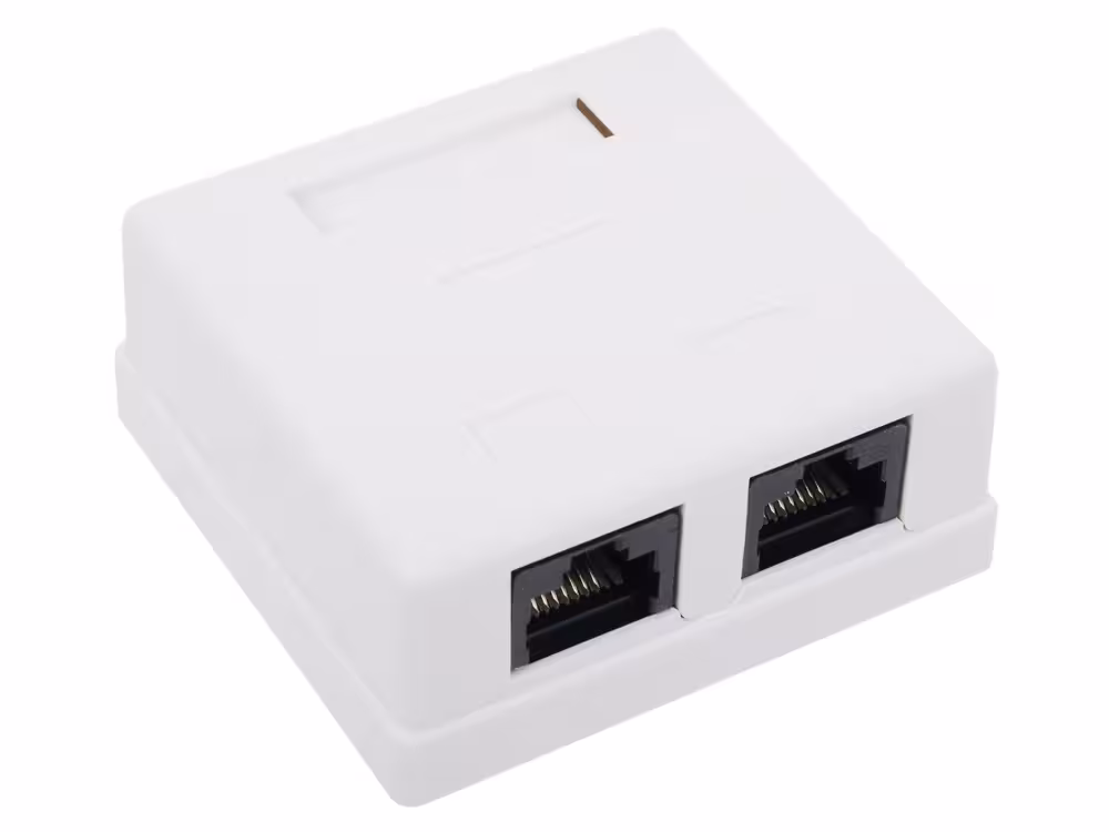 Двойна интернет розетка RJ45 за стенен монтаж и надеждна LAN връзка в офис или дом