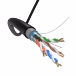 FTP Cat5e 24AWG CU ETL black екраниран Cat5e кабел с ETL сертификация и медни проводници