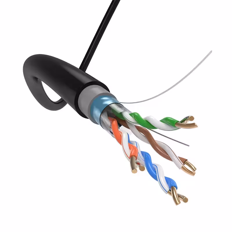 FTP Cat5e 24AWG CU ETL black ETL сертифициран черен меден LAN кабел FTP Cat5e 24AWG CU ETL black екраниран Cat5e кабел с ETL сертификация и медни проводници