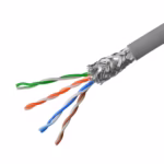SFTP Cat.5e 24AWG CU екраниран мрежов кабел - двойно екраниране фолио и оплетка, масивна мед, за гигабит и PoE