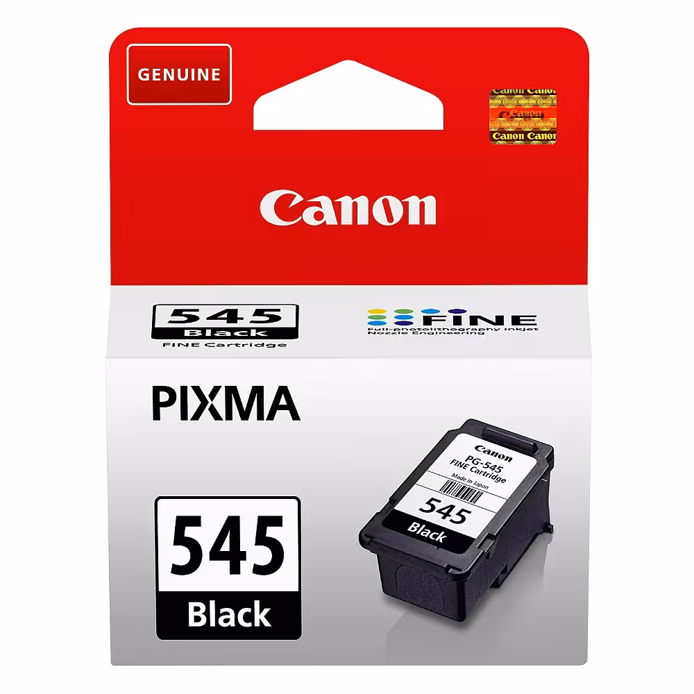 Canon PG-545 Black 180 стр. FINE оригинална касета 8286B001AA Оригинална FINE касета Canon PG-545 Black (8286B001AA) с вградена печатаща глава, около 180 страници за PIXMA