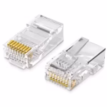 RJ45 Cat5e конектор за LAN кабел – 8P8C, прозрачен, за UTP и FTP мрежови връзки