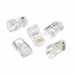 RJ45 Cat5e конектор за LAN кабел – 8P8C, прозрачен, за UTP и FTP мрежови връзки