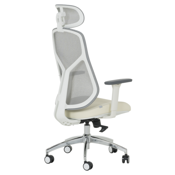 Ергономичен стол Carmen 7901 W еко кожа - сив-шампанско - Image 6