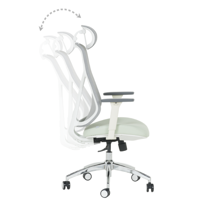 Ергономичен стол Carmen 7901 W еко кожа - сив-светлозелен - Image 8