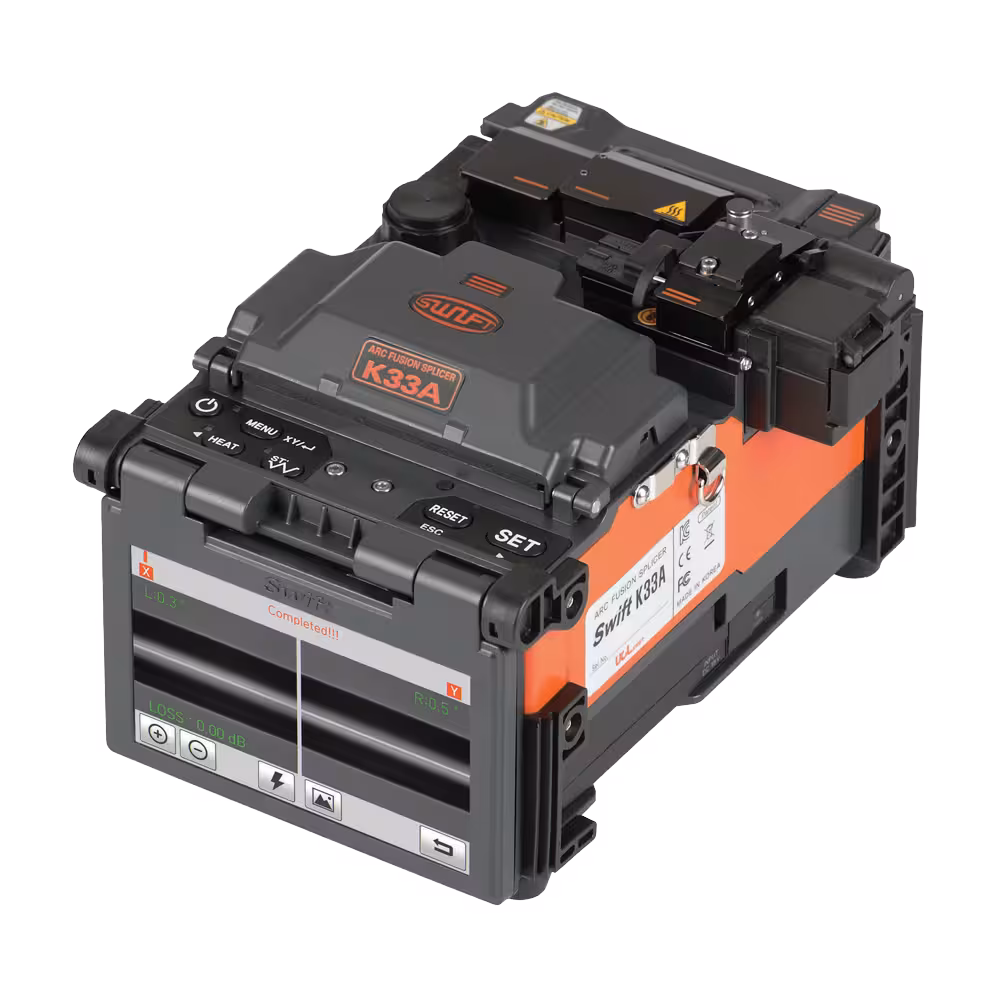 Swift K33A професионален fusion splicer за прецизно заваряване на оптични влакна Splicer Swift K33A fusion splicer за бързо снаждане и надеждно изграждане на fiber optic трасета