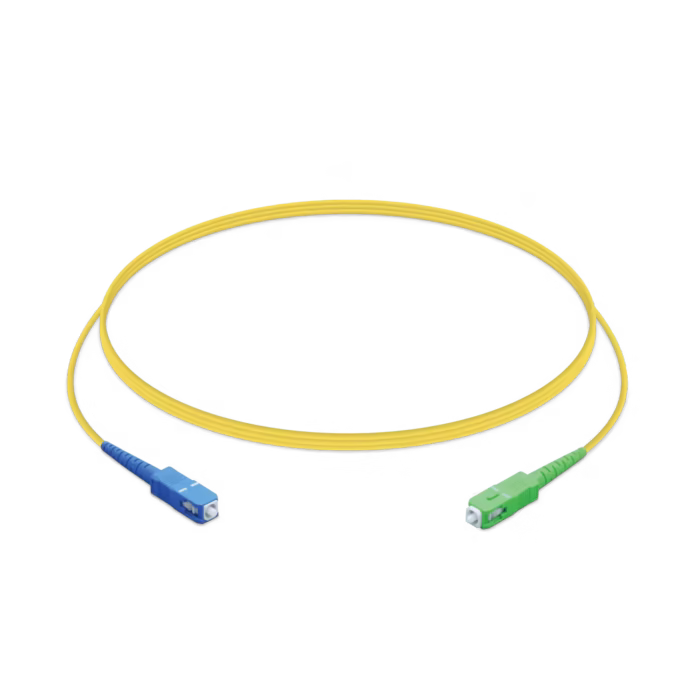 Оптичен patch cord SC/UPC към SC/APC 2 m, едномодов OS2 9/125 μm, жълт кабел със син и зелен конектор