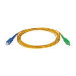 Оптичен patch cord SC/UPC към SC/APC 3 m, едномодов OS2 9/125 μm, жълт кабел със син и зелен конектор за ODF и FTTH