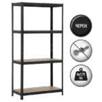 Метален стелаж Carmen CR-1015 - 180х90х40 см, до 175 кг на рафт - черен