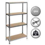 Метален стелаж Carmen CR-1024-2, 180x90x40 см, до 600 кг на рафт - цинк