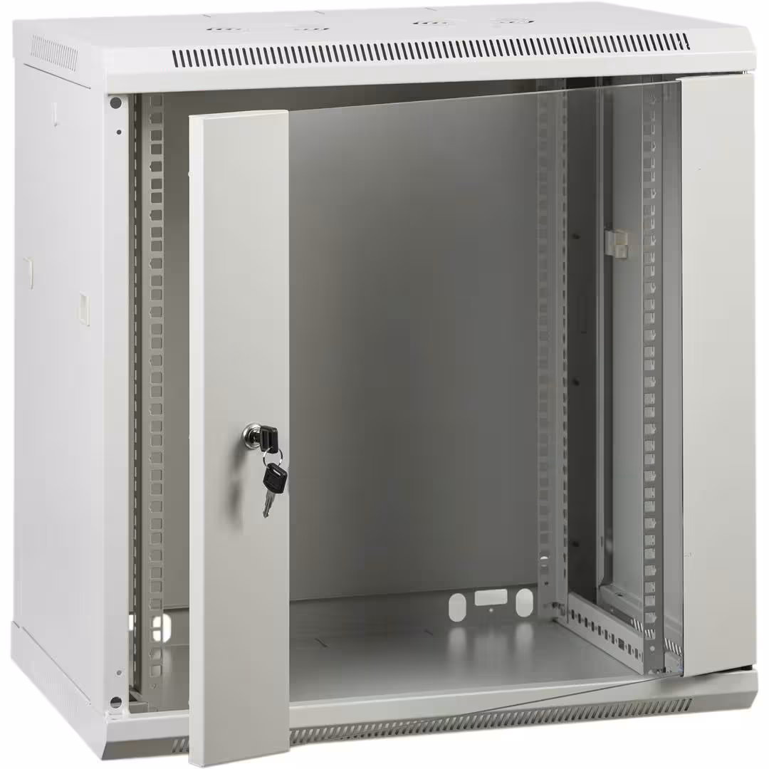 Шкаф 12U 600x450 RAL7035 19 инчов rack шкаф за подредена мрежова инсталация Шкаф 12U 600x450 RAL7035 19 инчов комуникационен шкаф за суичове, пач панели и рекордери