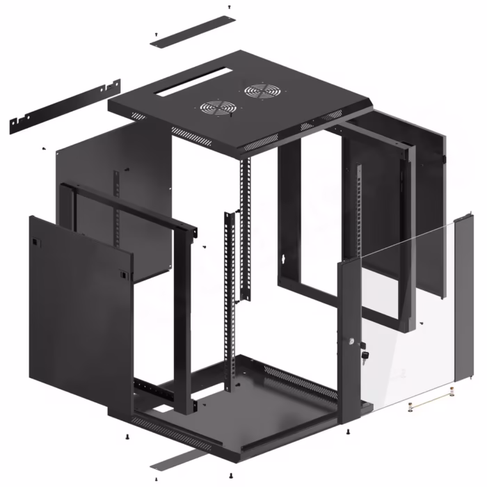 Шкаф 12U 600x600 комуникационен шкаф за монтаж на по-дълбоки устройства в офис или сървърна зона