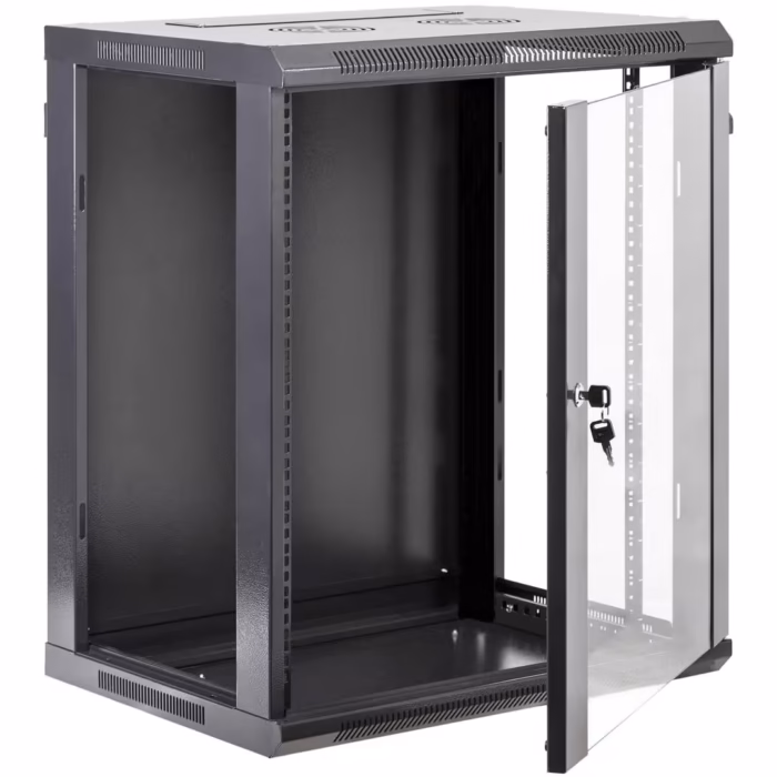 Шкаф 15U 600x450 стоящ метален rack шкаф за техническо помещение, офис, склад или сървърна зона