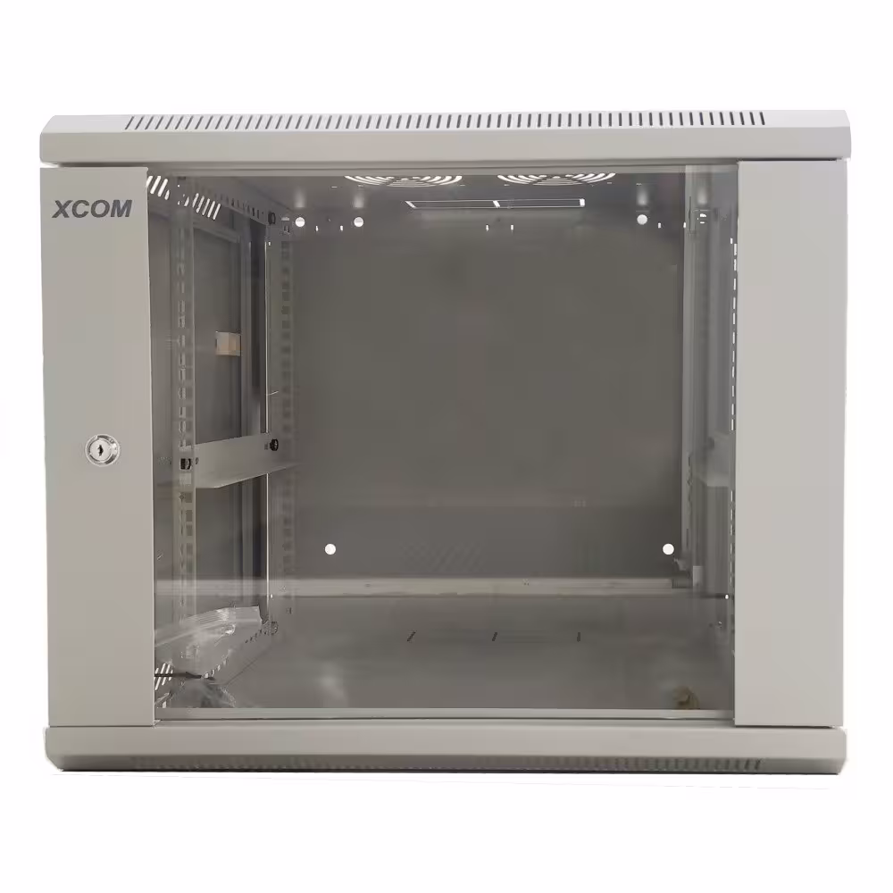 Шкаф 9U 600х450 RAL7035 19 инчов комуникационен шкаф за подреден и защитен монтаж Шкаф 9U 600х450 RAL7035 19 инчов rack шкаф за DVR NVR суичове и пач панели