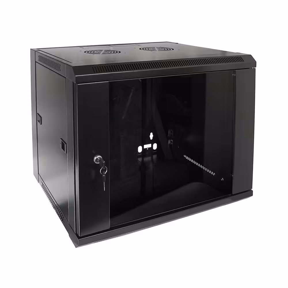 Комуникационен Шкаф 9U 600х450 19 инчов rack шкаф за подредена LAN и CCTV инсталация Комуникационен Шкаф 9U 600х450 19 инчов шкаф за суичове, пач панели и NVR рекордер