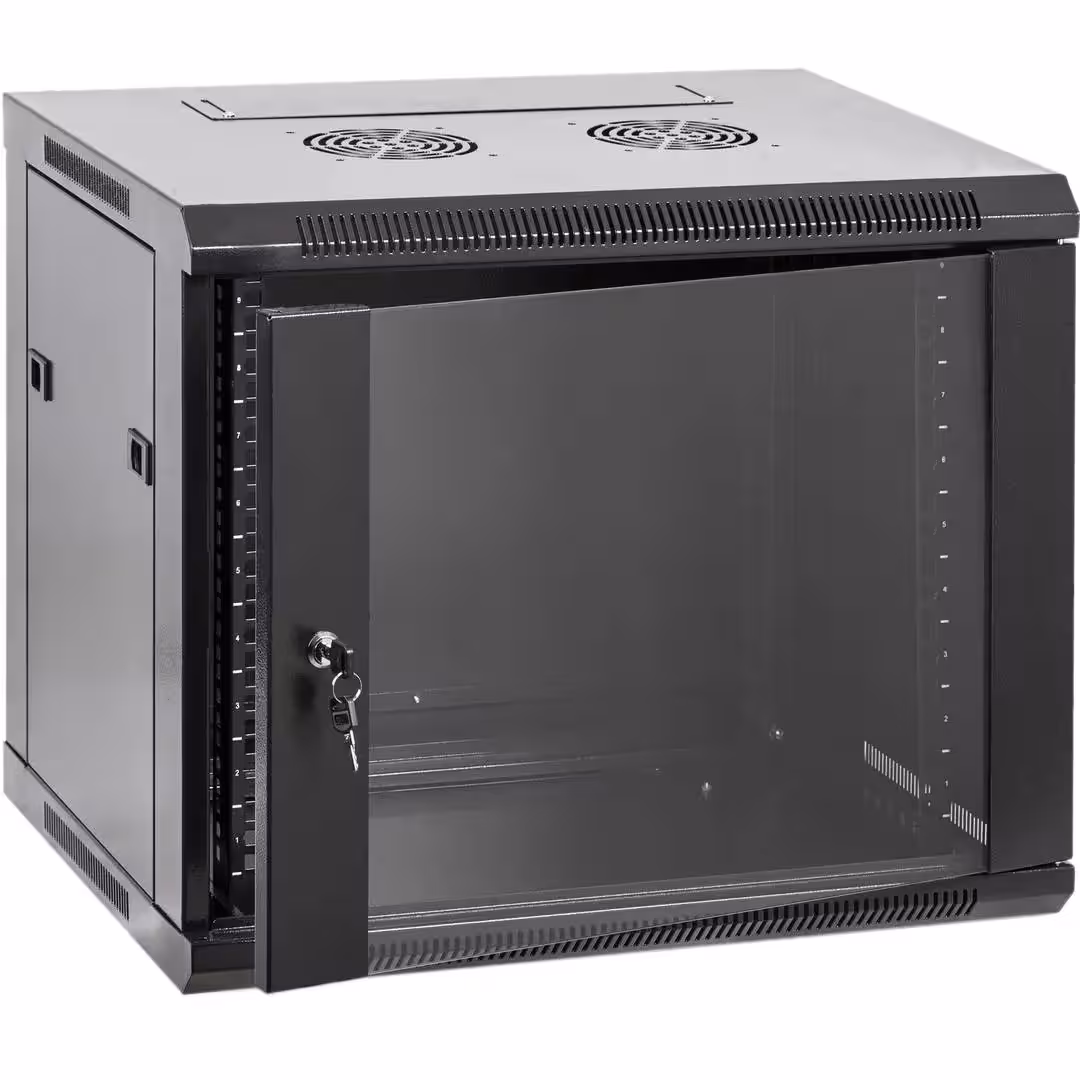 Комуникационен Шкаф 9U 600х600 19 инчов rack шкаф с повече дълбочина за мрежово оборудване Комуникационен Шкаф 9U 600х600 19 инчов шкаф за суичове, пач панели, рутери и NVR устройства