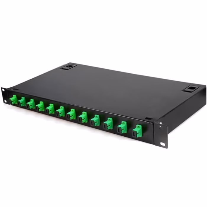 ODF 12 порта SX плъзгащ rack панел за подредена fiber optic инсталация
