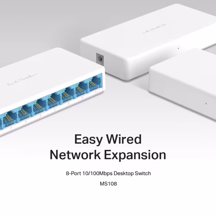 Mercusys Switch MS108 компактен ethernet суич за разширяване на кабелна мрежа