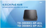 TVT NVR 8CH TD-3008H1-8P-A1L мрежови видеорекордер с PoE и един HDD слот без VGA изход