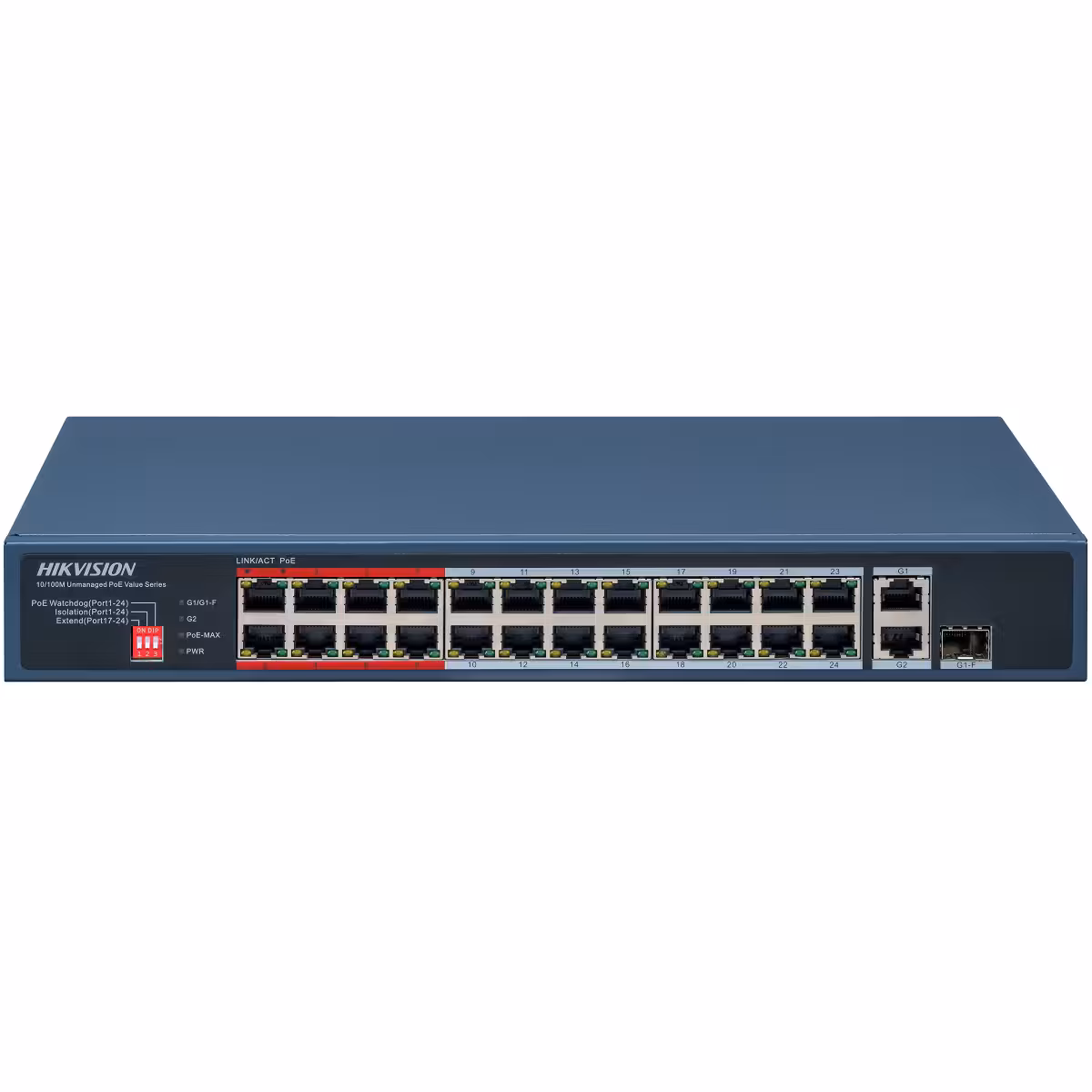 HikVision DS-3E0326P-E/M(C) 26 портов PoE суич с 24 PoE порта HikVision DS-3E0326P-E/M(C) мрежов switch за видеонаблюдение с 24 PoE порта и uplink връзки