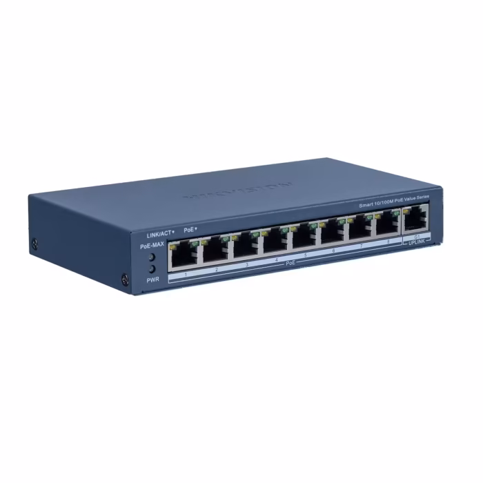 HikVision DS-3E1309P-EIM 8x100Mbps PoE суич за NVR инсталации в магазини, офиси и складове