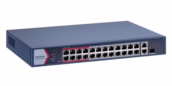 Hikvision DS-3E1326P-EI/M интелигентен PoE суич с 24 PoE порта и 2 гигабитови uplink порта