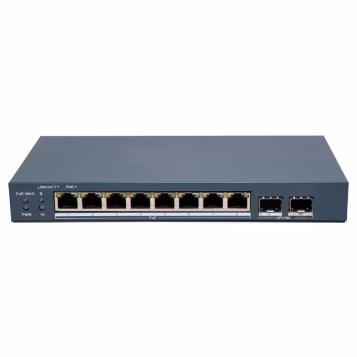 HikVision DS-3E1510P-EI/M-8P2F intelligent PoE суич за камери, NVR системи и отдалечени мрежови точки