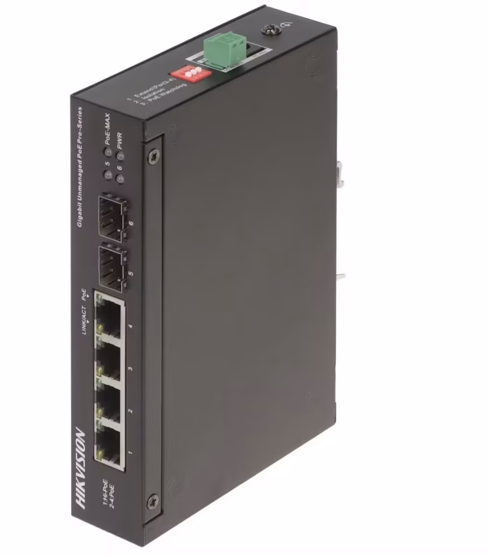 HikVision DS-3T0506HP-E/HS гигабитов PoE суич с 60W Hi-PoE порт за надеждно захранване на устройства