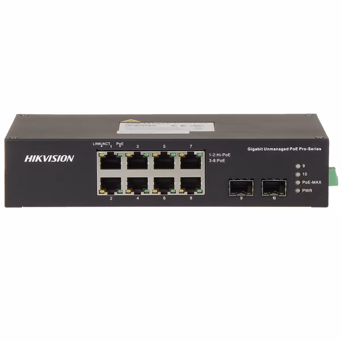 HikVision DS-3T0510HP-E/HS индустриален Gigabit PoE суич за IP видеонаблюдение HikVision DS-3T0510HP-E/HS Gigabit switch за видеонаблюдение с PoE захранване и стабилна uplink връзка