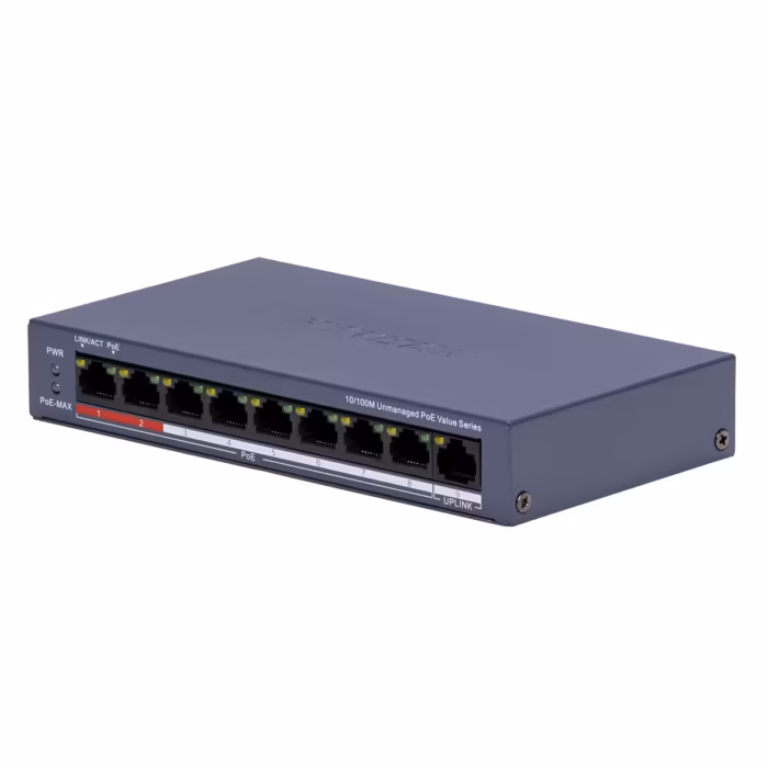 HikVision DS-3E0109P-E/M(C) PoE switch за подреден монтаж на камери без отделни адаптери