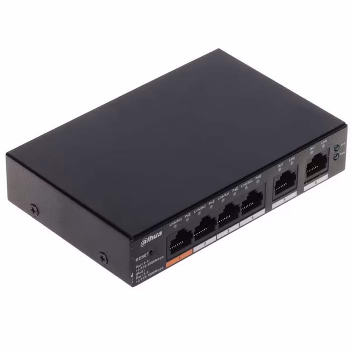 DAHUA CS4006-4GT-60 PoE комутатор с Hi-PoE до 60 W на първи порт за мощни мрежови устройства