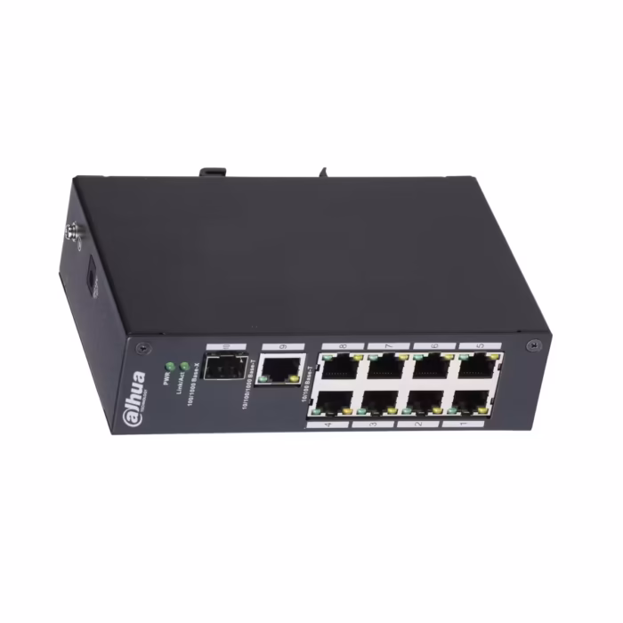 DAHUA PFS3110-8T компактен индустриален суич с 8 Fast Ethernet порта за камери и два високоскоростни uplink интерфейса