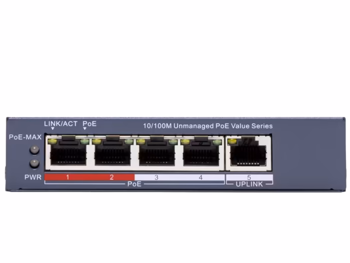 HikVision DS-3E0105P-E/M(C) unmanaged PoE устройство за малък офис, магазин или CCTV инсталация