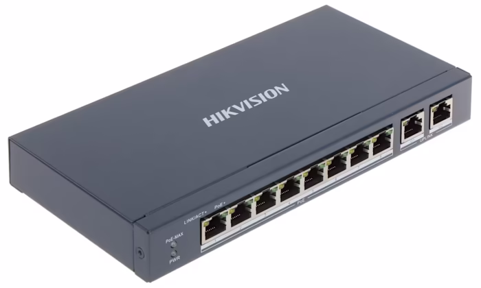 Hikvision DS-3E0310P-E/M(B) PoE суич с 8 PoE порта и 2 uplink порта за видеонаблюдение