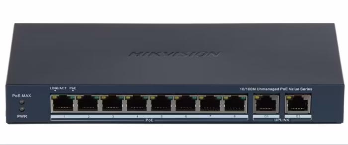 HikVision DS-3E0310P-E/M(B) PoE суич за IP камери с 8 PoE порта и 2 uplink порта