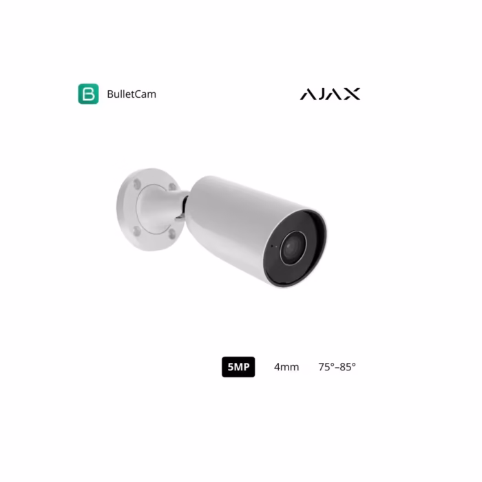 AJAX 79029.217.WH1 5MP 4mm бяла PoE камера за двор, фасада, паркинг и професионално видеонаблюдение