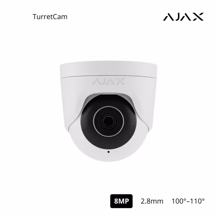 AJAX 64927.197.WH1 8MP IP Turret Camera с инфрачервено нощно наблюдение за денонощна охрана