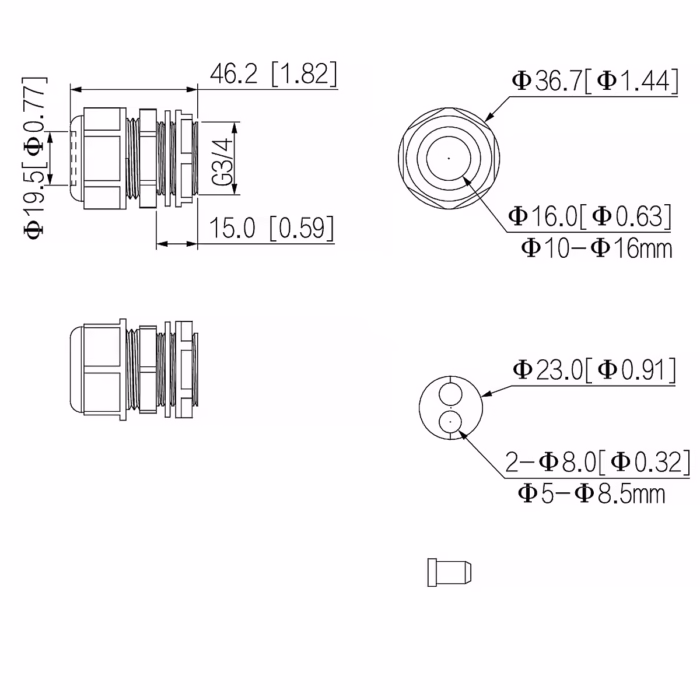DAHUA G3416GW Water Joint водозащитен G3/4 конектор за предпазване на кабелни входове при системи за видеонаблюдение