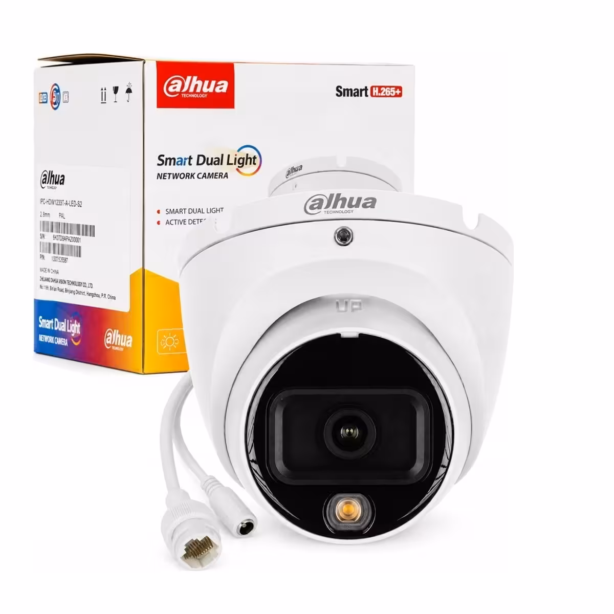 DAHUA IPC-HDW1839T-A-IL-0280B-S6 8MP 4K камера със Smart Dual Light и 2.8 мм обектив DAHUA IPC-HDW1839T-A-IL-0280B-S6 8MP камера със Smart Dual Light за инфрачервено и цветно нощно наблюдение