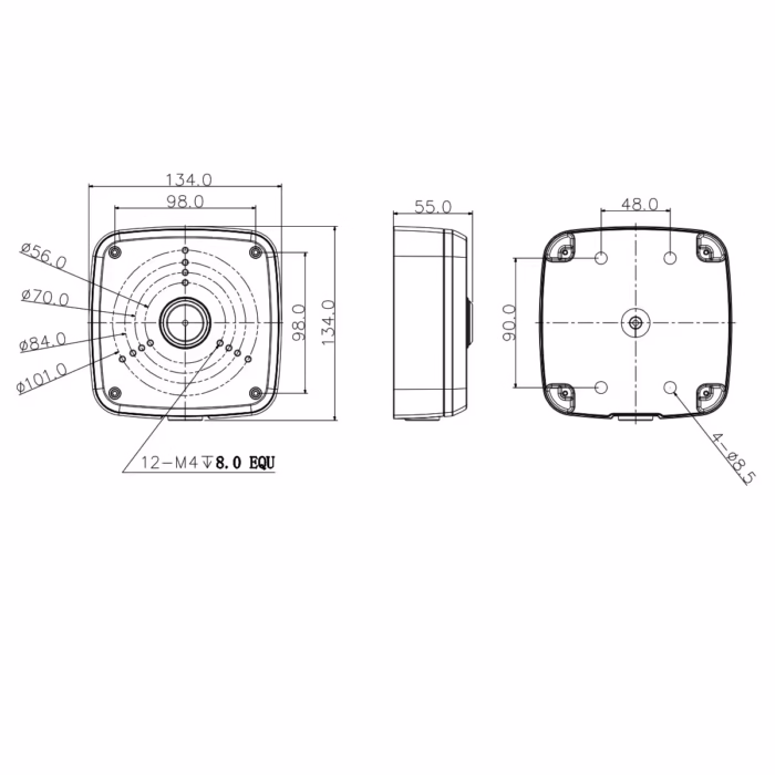 DAHUA PFA122 Water-proof Junction Box кутия за външен монтаж на камера с надеждно прибиране на мрежови и захранващи връзки