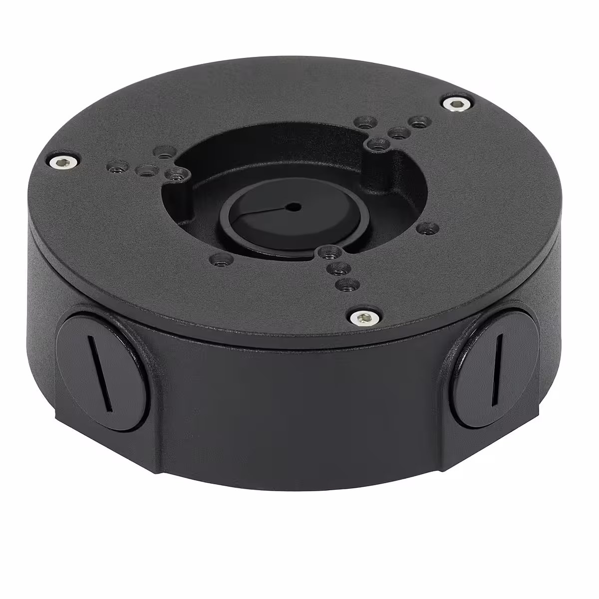 DAHUA PFA130-E-BLACK черна монтажна кутия за защитено окабеляване DAHUA PFA130-E-BLACK алуминиева основа за камера за стабилен и подреден монтаж върху стена или таван