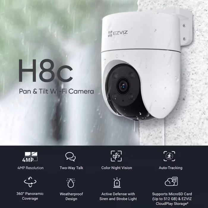 EZVIZ CS-H8c 4MP 4mm smart камера за вход, фасада и паркомясто с дистанционно завъртане